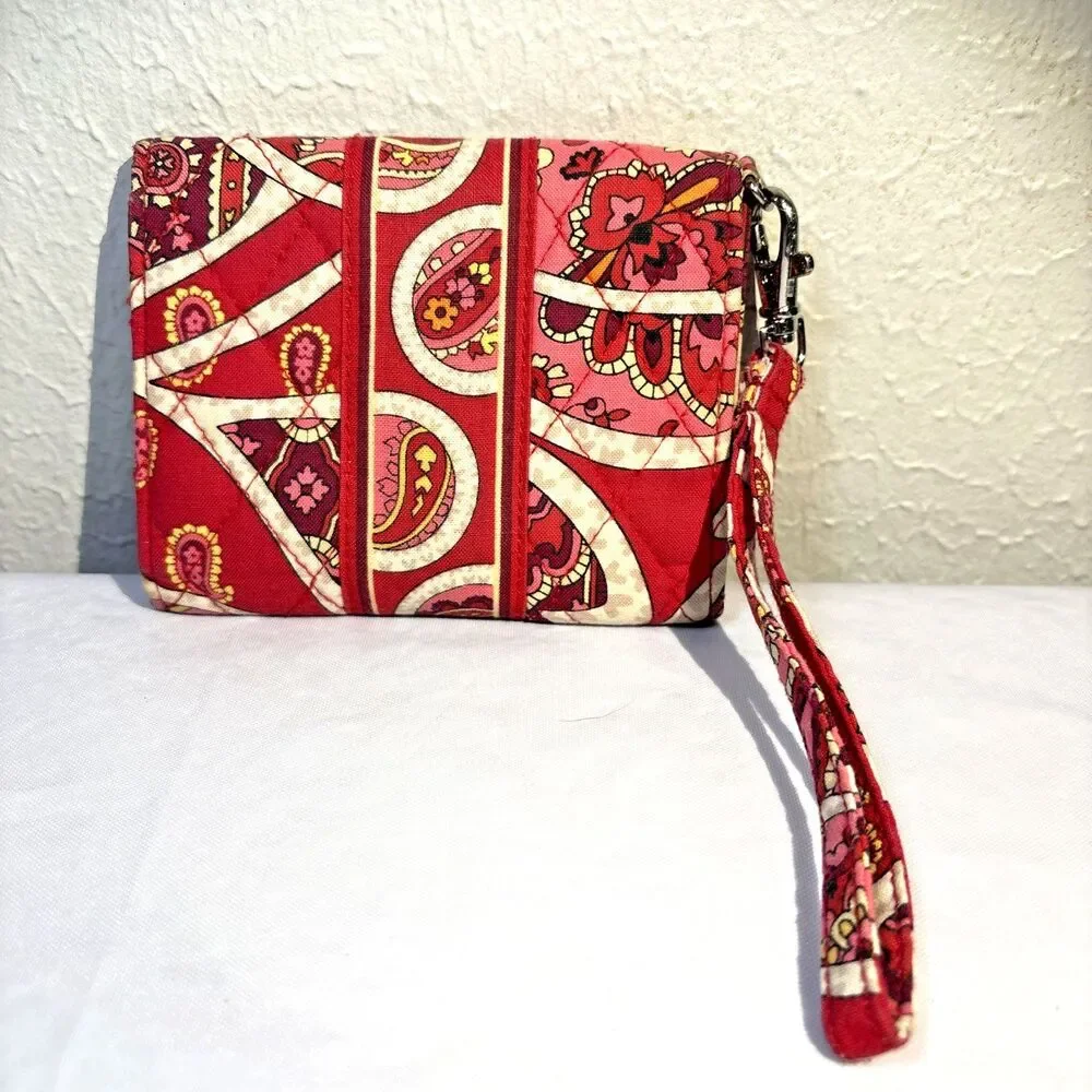 Vera Bradley Rosy Posies Trifold Smartphone Wristlet Wallet Pink Paisley
